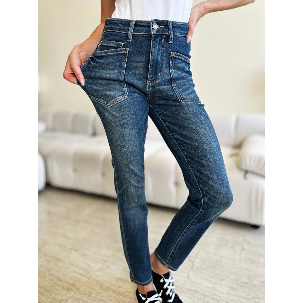 Judy Blue Dark Wash Skinny Jeans - Picture 4 of 12